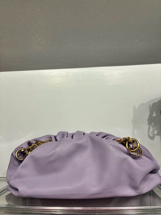 Handbags - Lavender Soft Ruched Shoulder Bag with Gold Chain